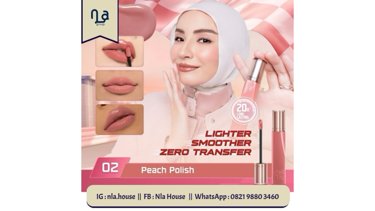 Wardah Glasting Liquid Lip 02 Peach Polish