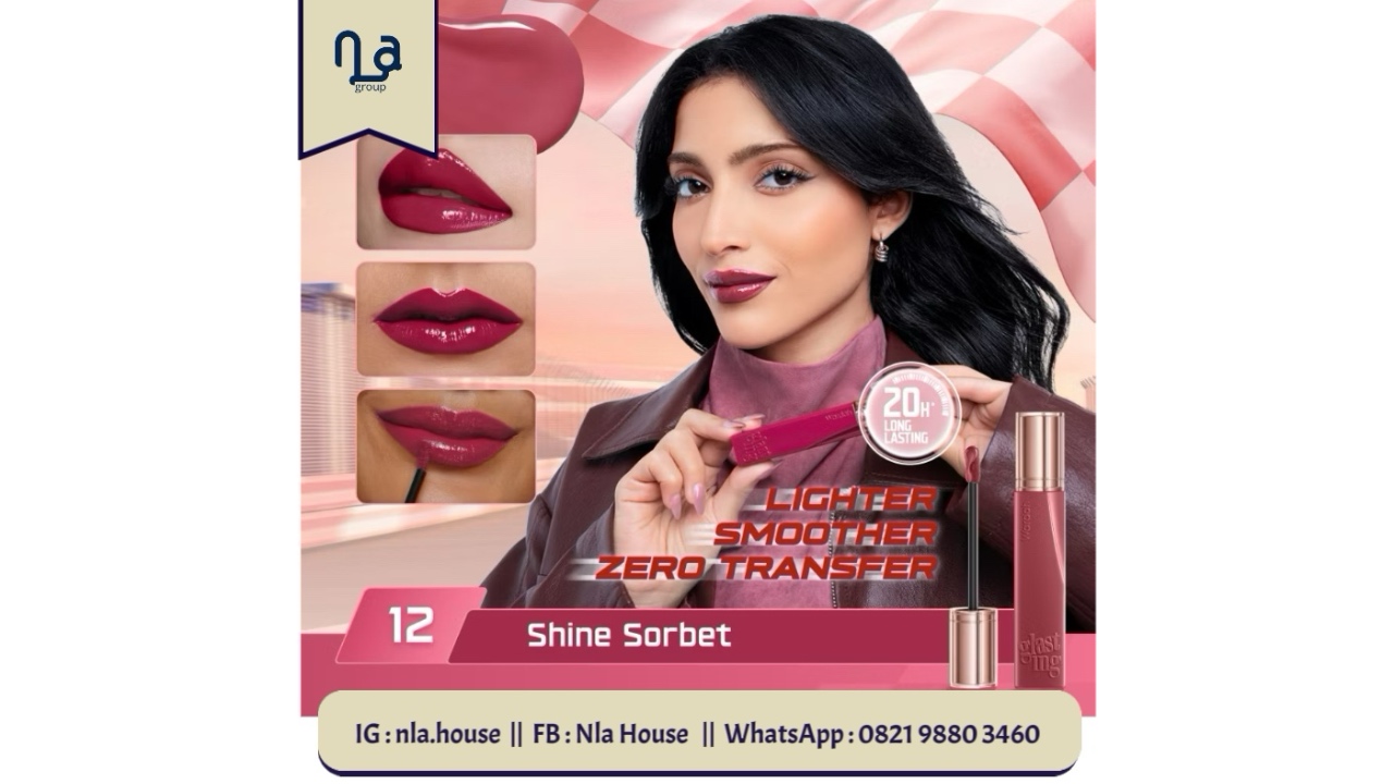 Wardah Glasting Liquid Lip 12 Shine Sorbet