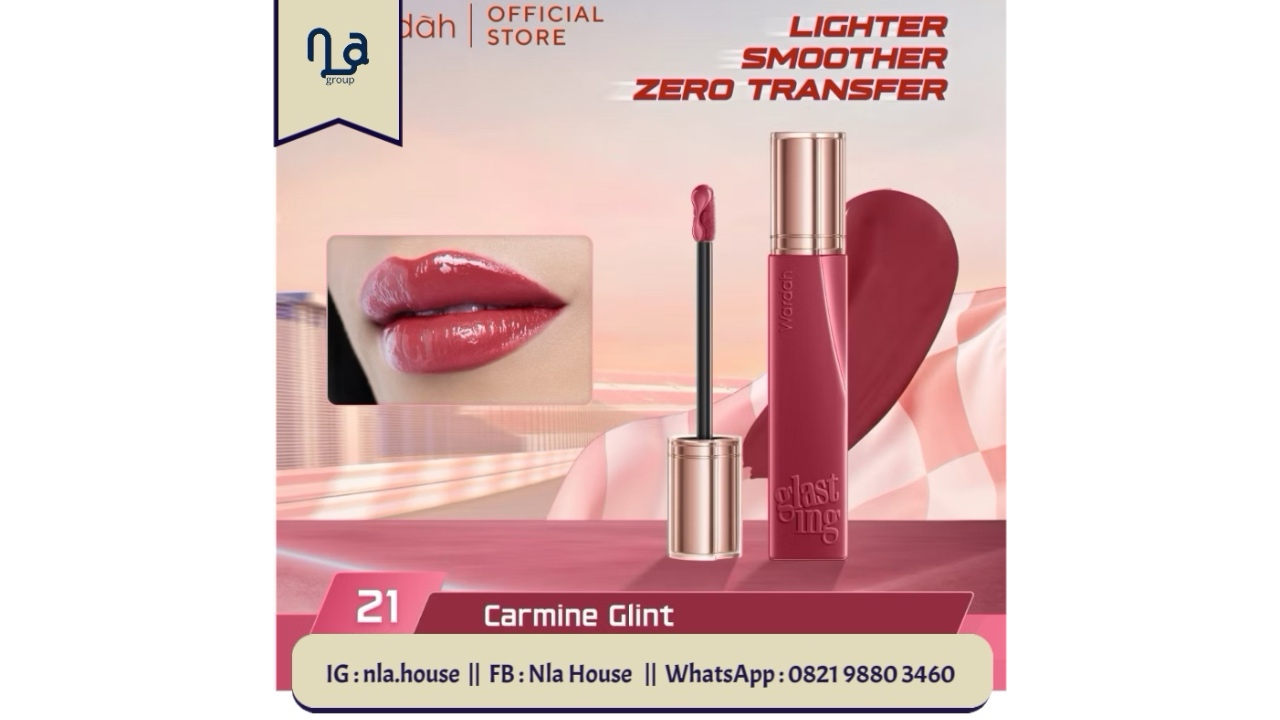 Wardah Glasting Liquid Lip 21 Carmine Glint